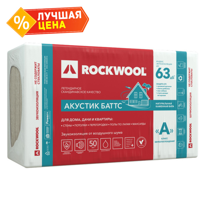 Звукоизоляция Роквул Акустик Баттс 60х600х1000